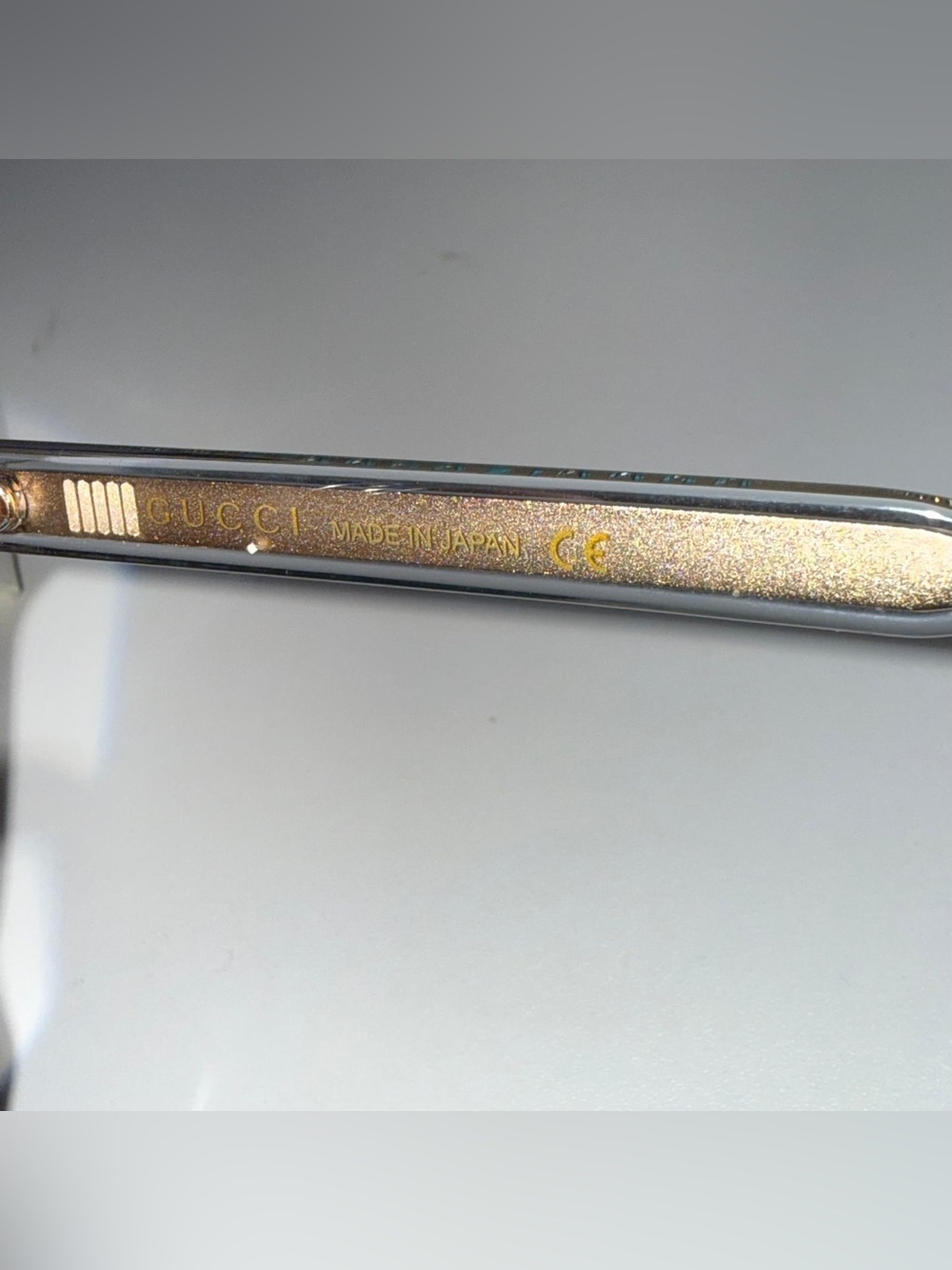 Gucci Clear Beige Frame Glasses with Gold Temples - Picture 6 of 7